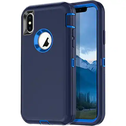 Front. Entronix - Entronix Heavy Duty Case for iPhone XS Max - Triple-Layer Protection and Durability - Navy.