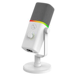 Cluzine - Dynamic Microphone Cardioid RGB Noise Cancelling for Gaming Live Streaming PC Desktop - White