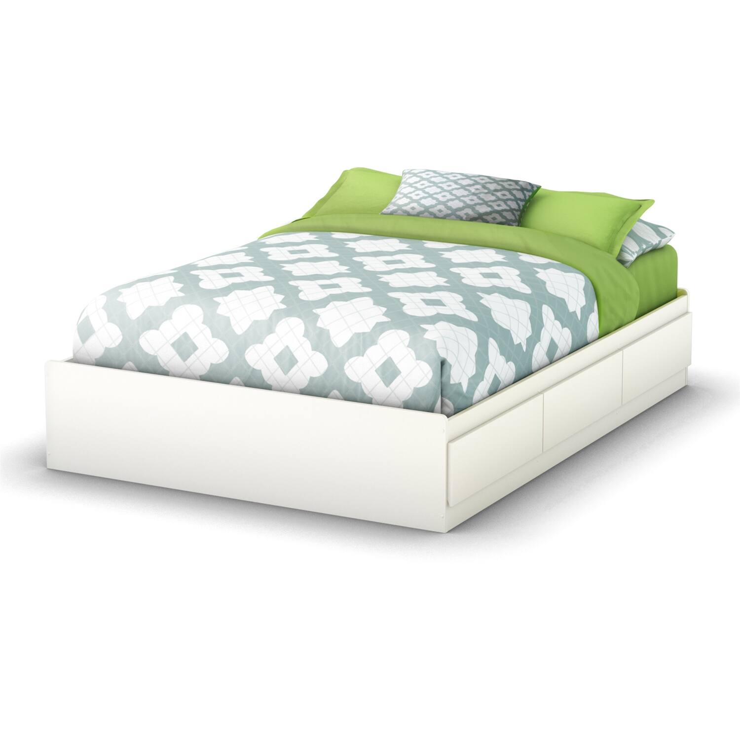 Angle. Hivvago - Hivvago Full size Contemporary Platform Bed with 3 Storage Drawers - White.