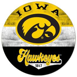 Jardine - Iowa Hawkeyes 20'' x 20'' Retro Logo Circle Sign - Yellow