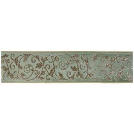 BreeBe - Ornate Glittered Wired Ribbon 4" x 5 Yds - Green, Gray
