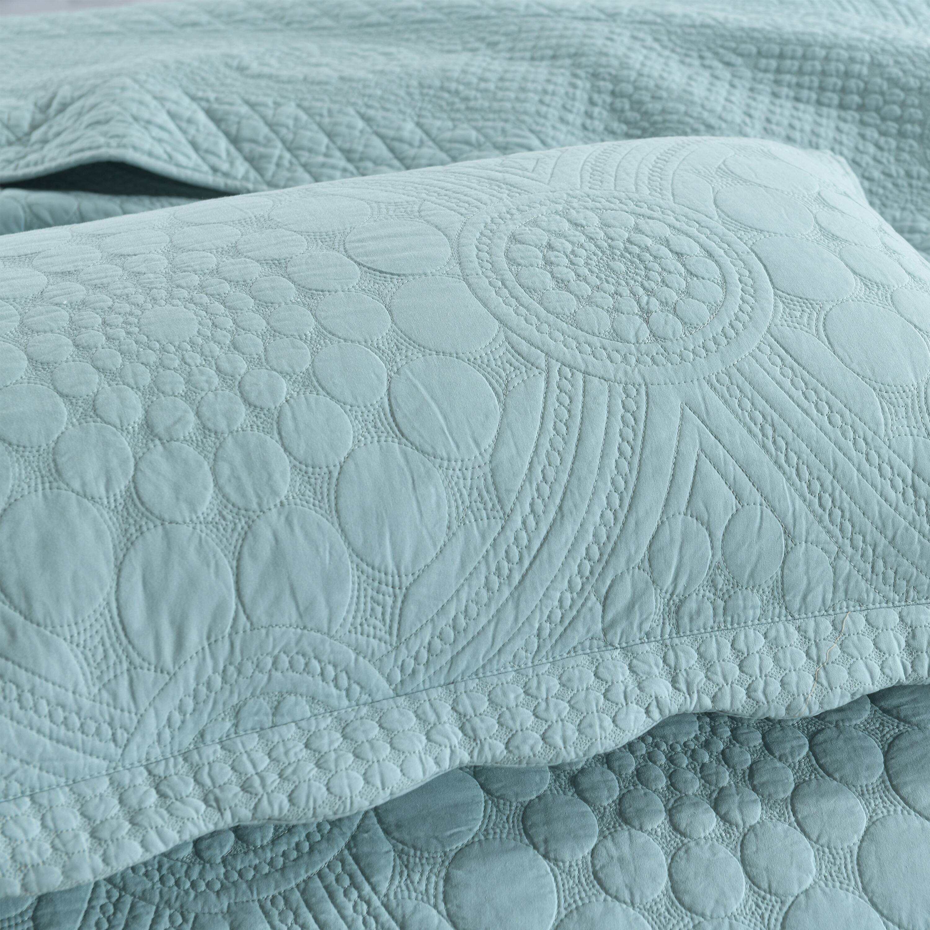 Alt View 1. MarCielo - Marcielo 3 Piece 100% Cotton Oversized Bedspread Lightweight Quilt Set - Angel Blue.