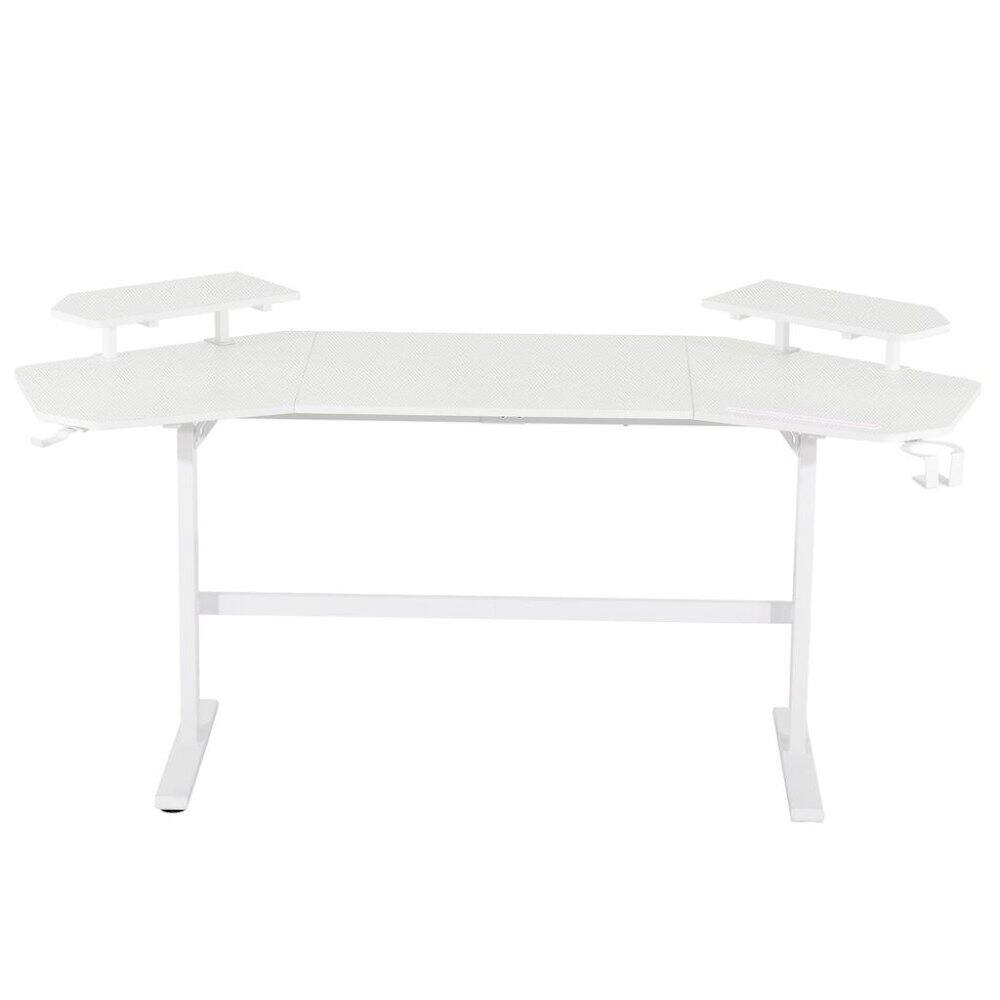 Alt View 1. FurniFact - White Gaming Desk with Wheels, Adjustable PC Desk Table for Gamers - White.