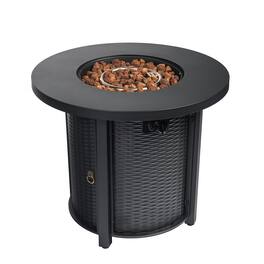 Boyel Living - 30 Inch Outdoor Round Propane Fire Pit Table Steel - Black
