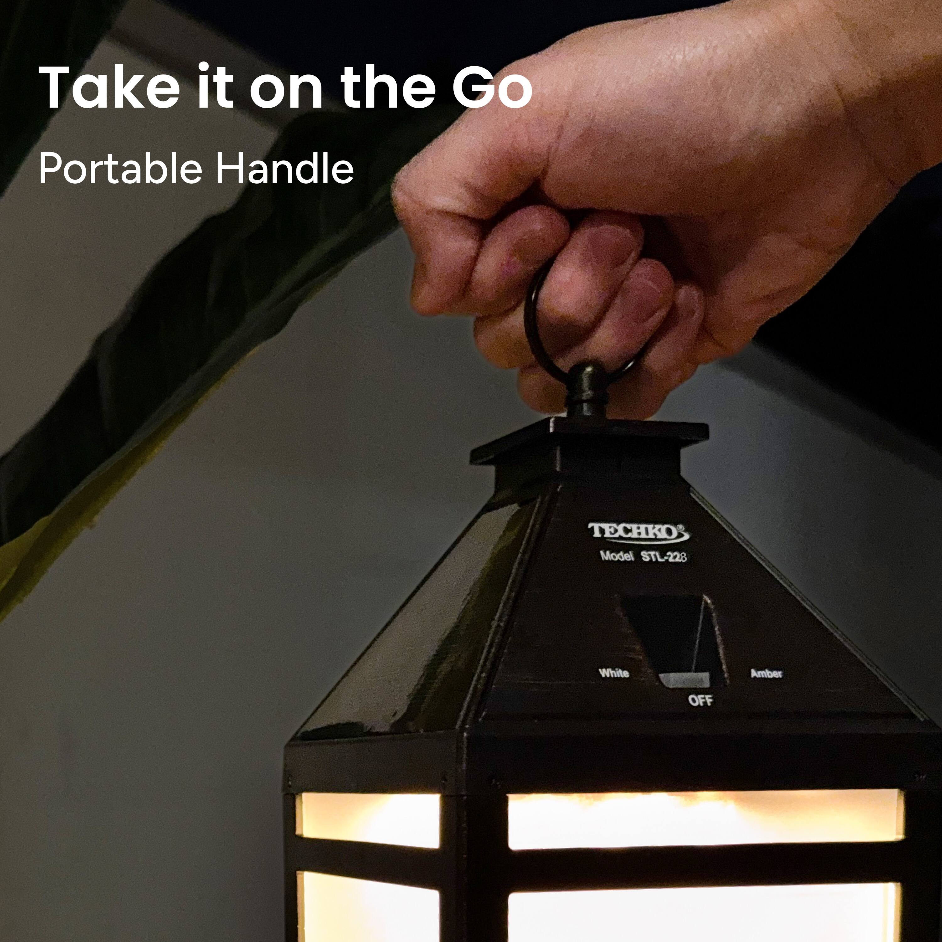 Take it on the Go Portable Handle TECHKOS Model STL-228 White Amber OFF