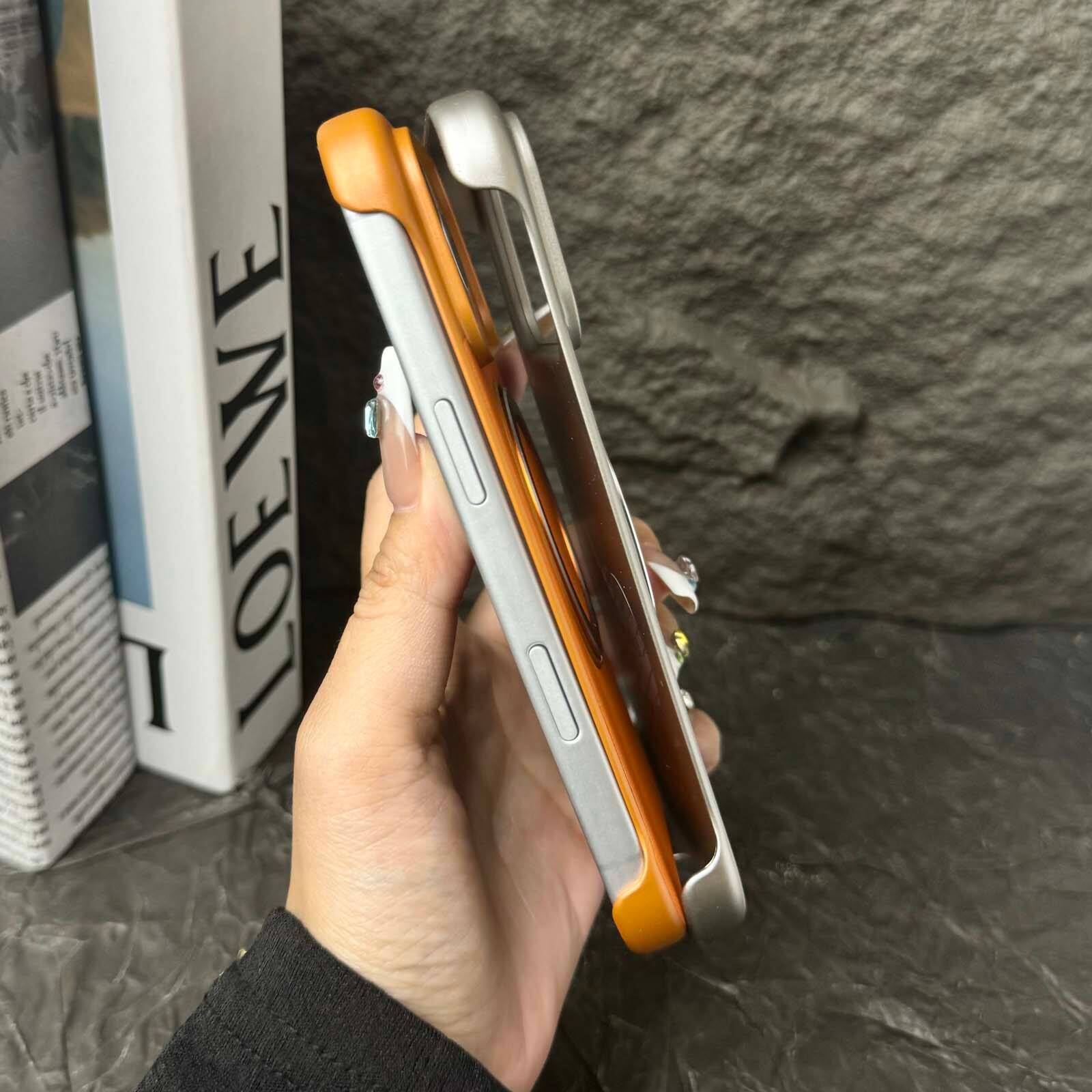 Alt View 1. Dteck - Frameless Slim Phone Case for Apple iPhone 17 Pro Max Built-in Ring Stand, Magnetic Rugged Shockproof Hard PC Back Cover - Gray.