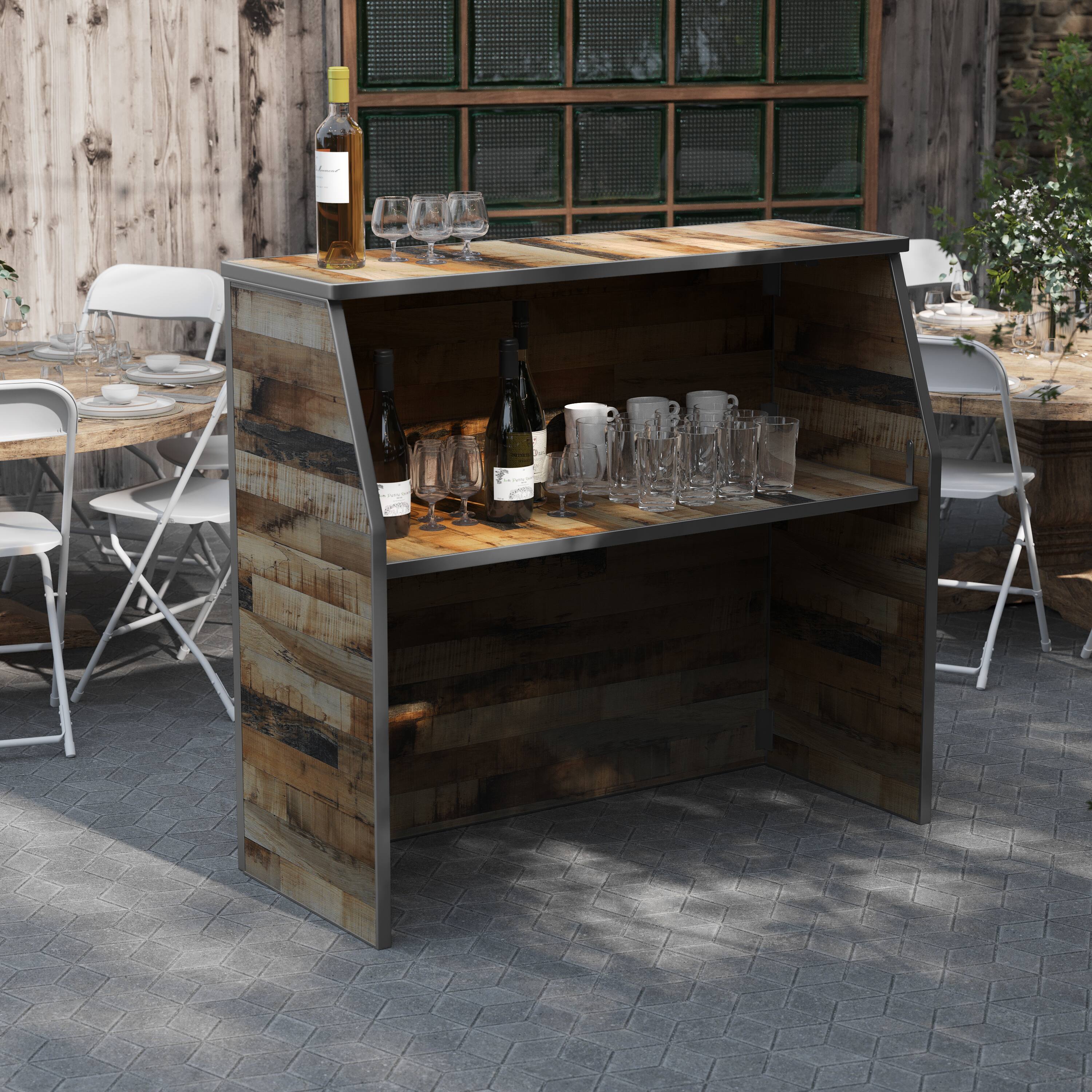 Alt View 2. Flash Furniture - Amara 4' Rustic Natural Wood Plank Laminate Foldable Bar - Portable Event Bar - Natural.
