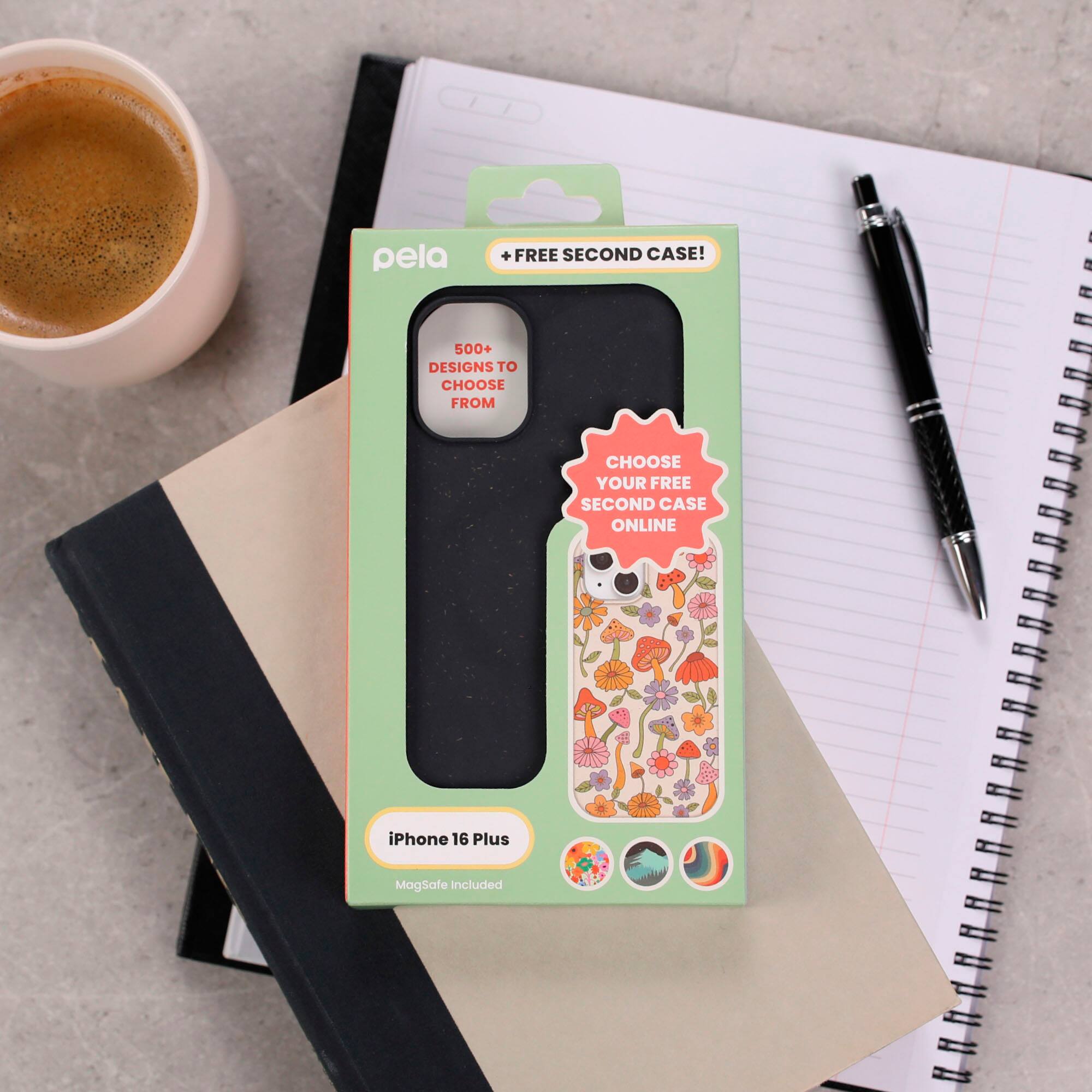 pela + FREE SECOND CASE! 500+ DESIGNS TO CHOOSE FROM CHOOSE YOUR FREE SECOND CASE ONLINE iPhone 16 Plus MagSafe Included