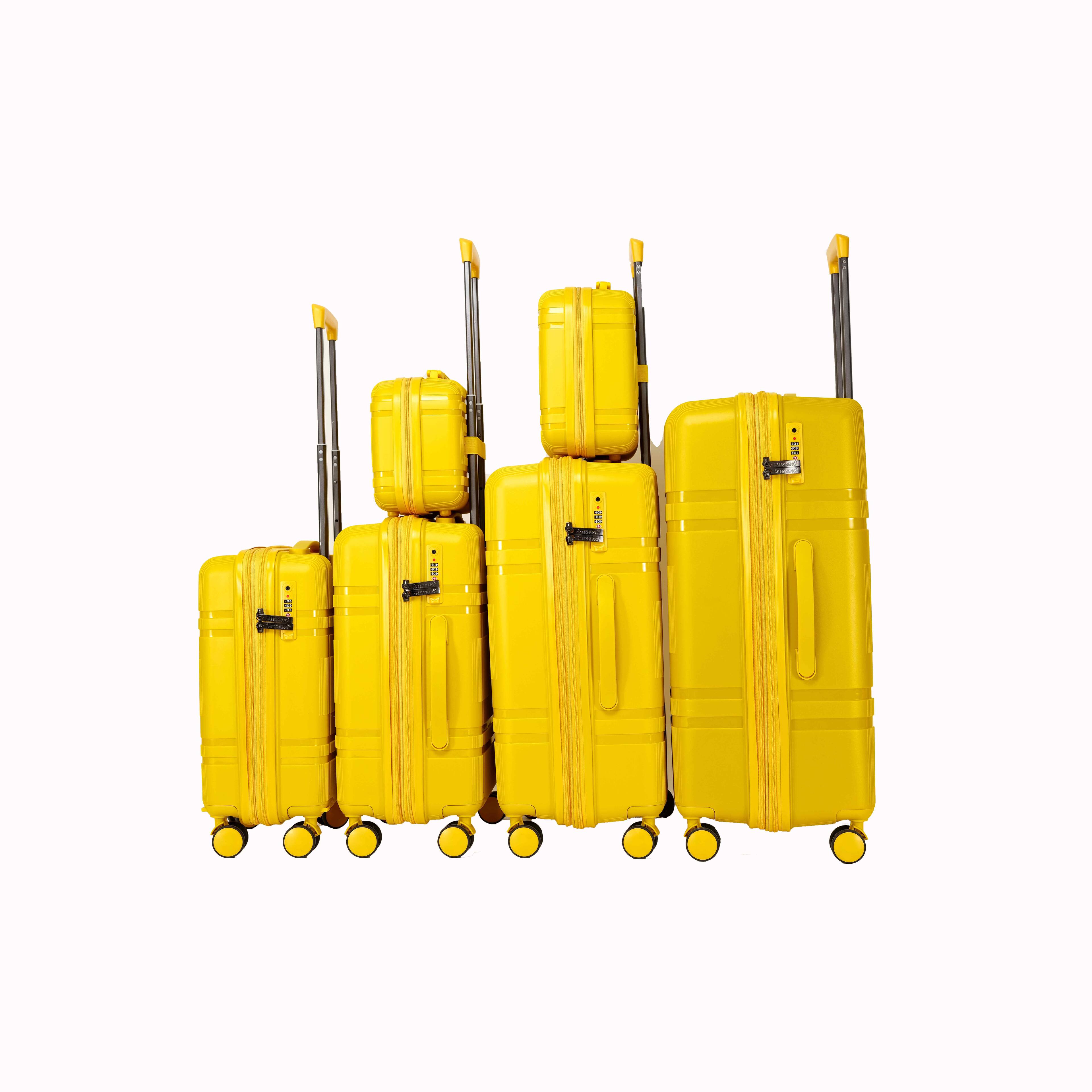 Left. APRILSOUL - Luggage Hard Shell Luggage Set with Rotating Wheels suitable for carry on - Yellow.