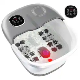 Medical King - Foot Spa with Heat, Jets & Remote Control – Collapsible Grey Foot Massager with Pumice Stone, Bubbles & Vibration - Gray