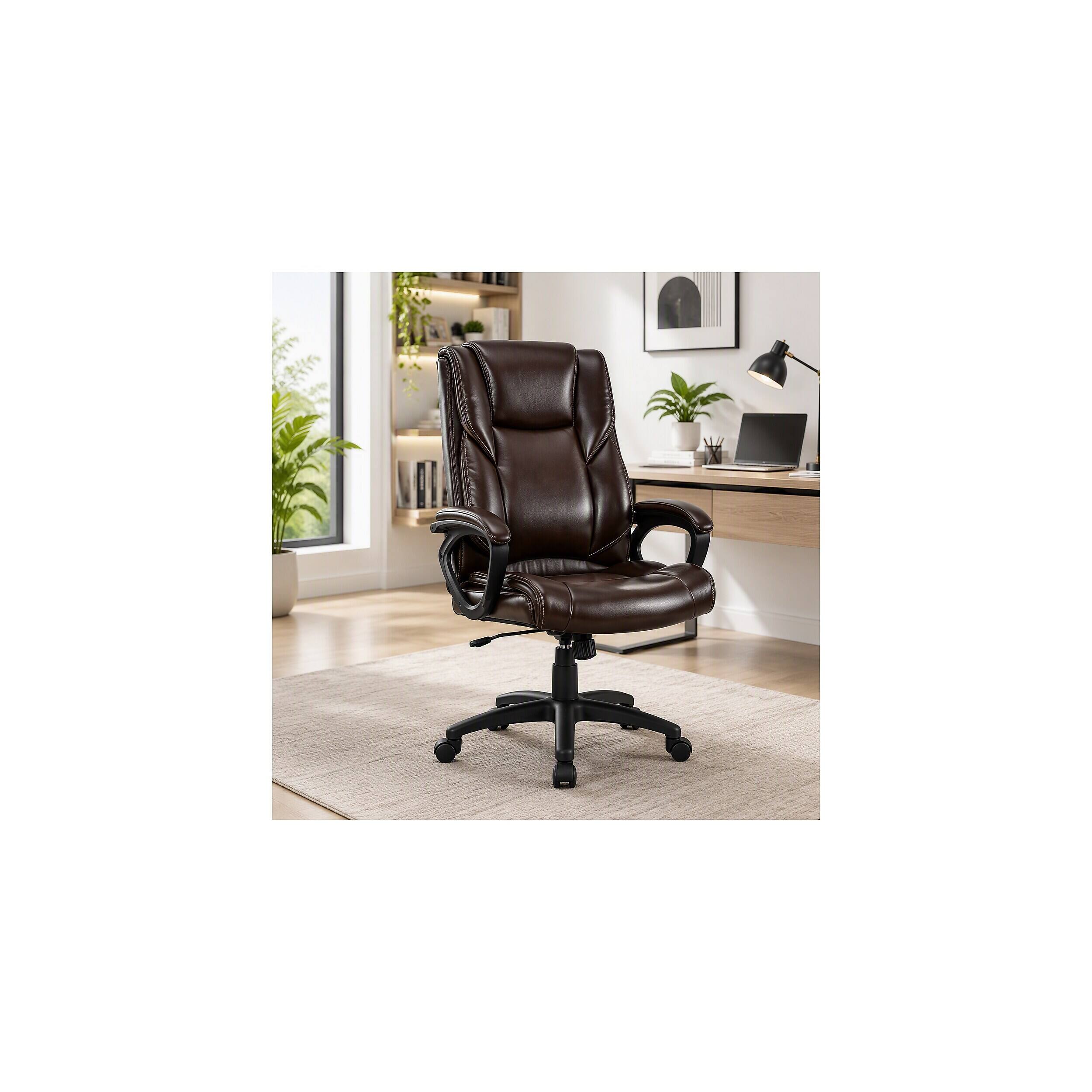 Alt View 10. Staples - Staples Kelburne Luxura Ergonomic Faux Leather Swivel Executive Chair, Brown (58227-CC) - Brown.