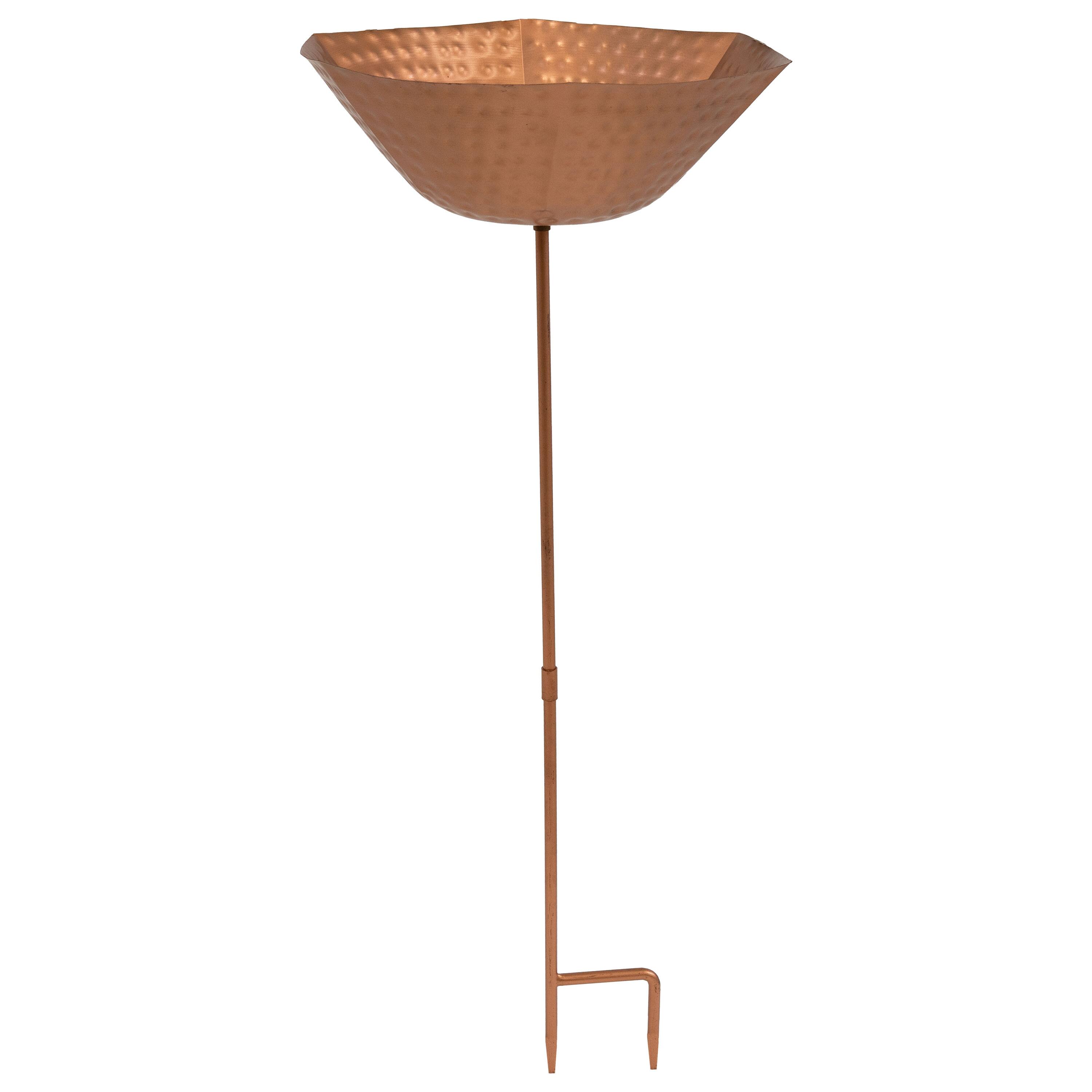 Front. Sunnydaze - Staked Metal Bird Bath with UV-Resistant Finish - 34" - Copper.