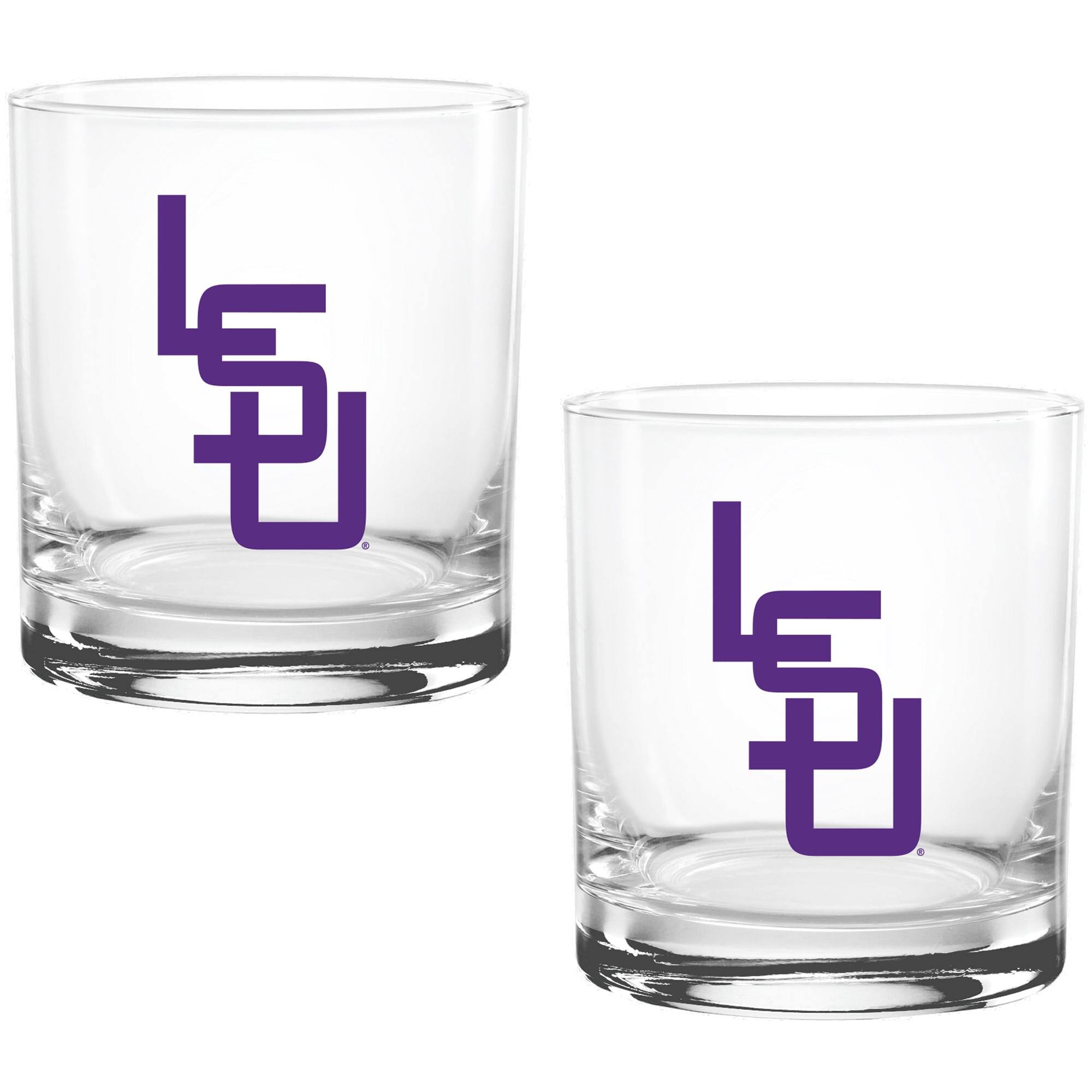 Alt View 1. Indigo Falls - LSU Tigers Two Pack 14oz. Vault Sketch Rocks Glass Set - Multicolor.