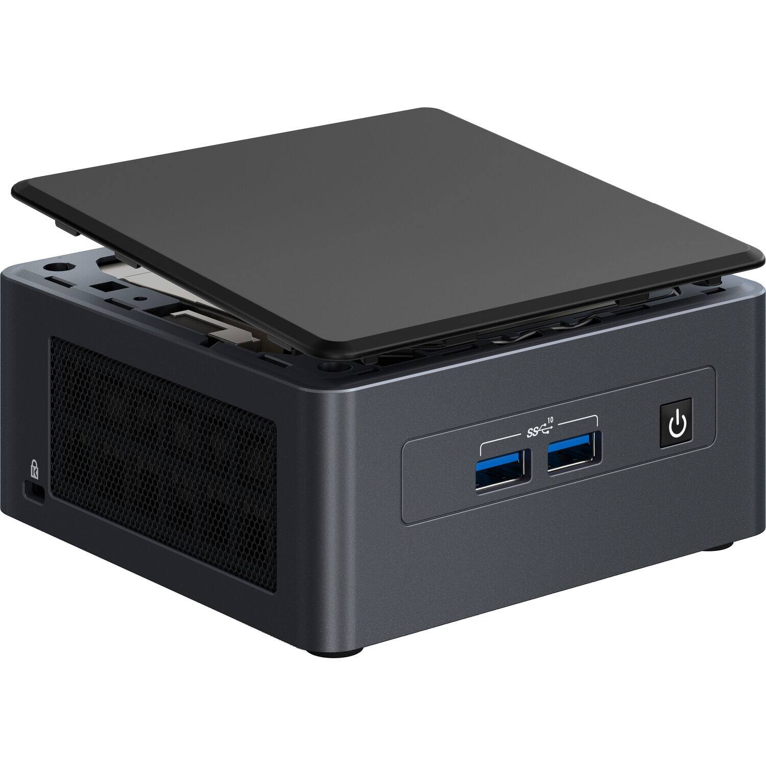 Alt View 3. Intel - NUC 11 Pro NUC11TNHI30 NUC 11 Pro NUC11TNHI30 Mini Desktop (i3-1115G4, 32GB, 1TB SSD, Win 11 Home) - Black.