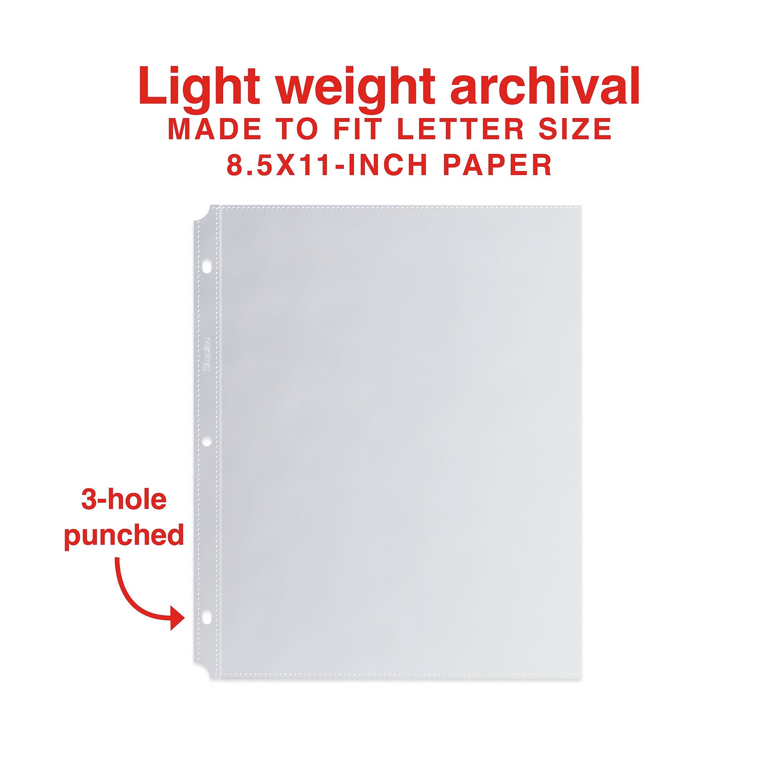 Light weight archival  
MADE TO FIT LETTER SIZE  
8.5X11-INCH PAPER  
3-hole punched