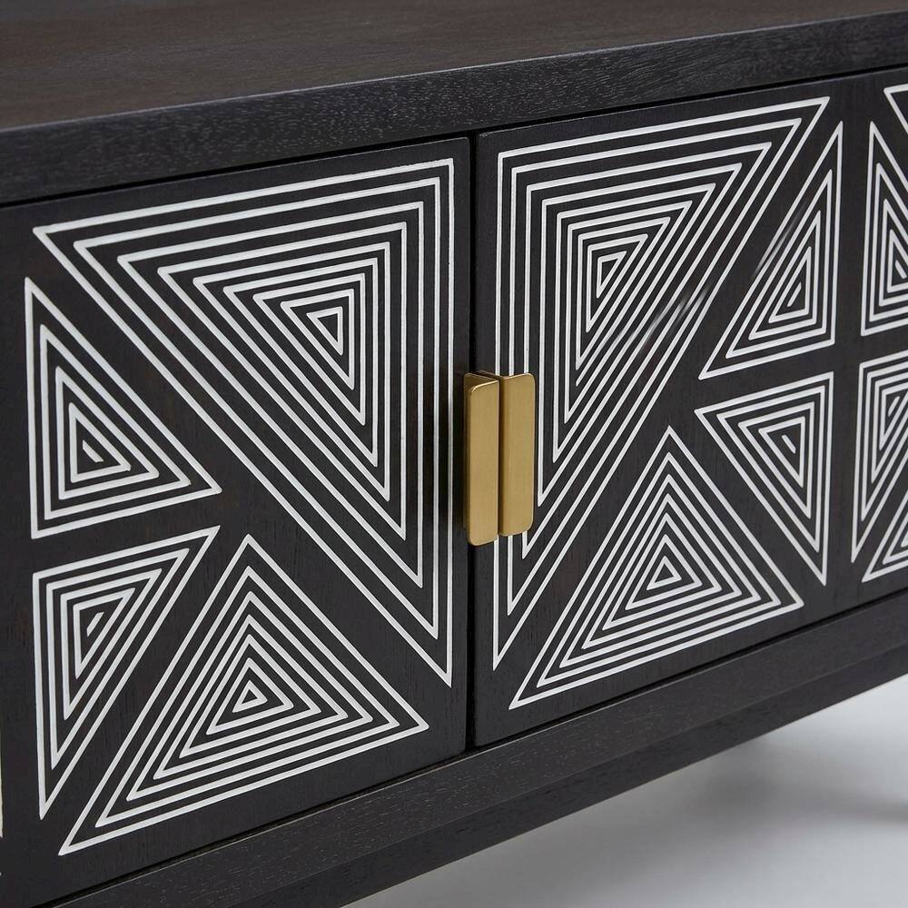 Alt View 4. Starlight Canyon Home - Black Art Deco TV Stand with 2 Doors and Engineered Wood Construction - Black.