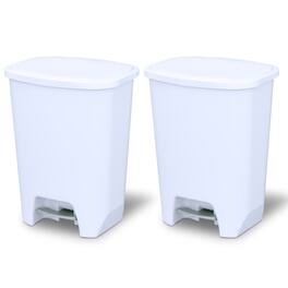 Glad - Kitchen Trash Can with Lid and Garbage Bag Rings, 20 Gal, 2 Pack - White