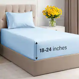 CGK Linens - Extra Deep Pocket 4 Piece Sheet Set - Soft Bed Sheets, Fits 18"-24" Mattresses - Twin XL - Light Blue