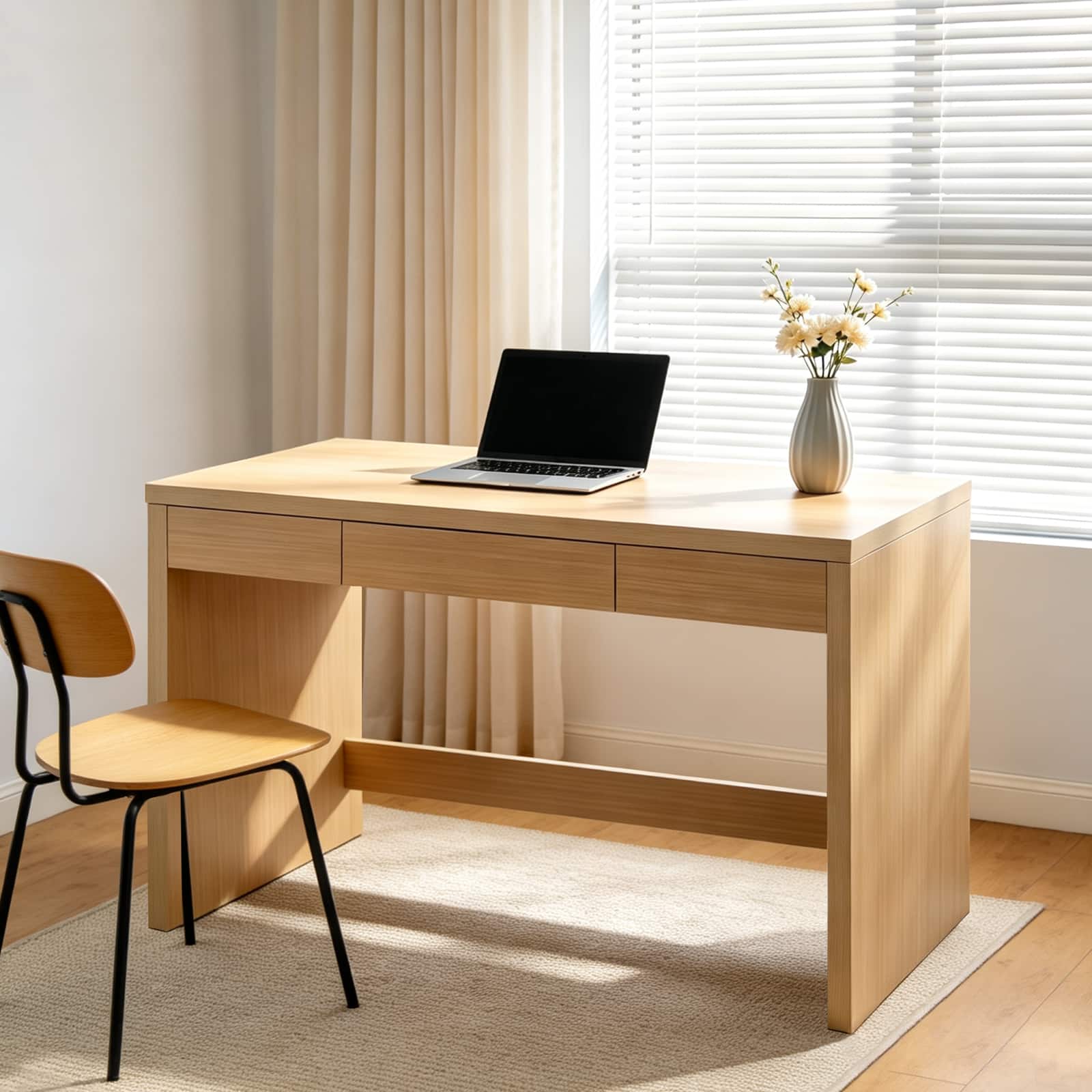 Z-Edge - 47 Inch Computer Desk and Writing Table, Home Office Desk with Drawer, Study Desk for Living Room, Bedroom - Natural