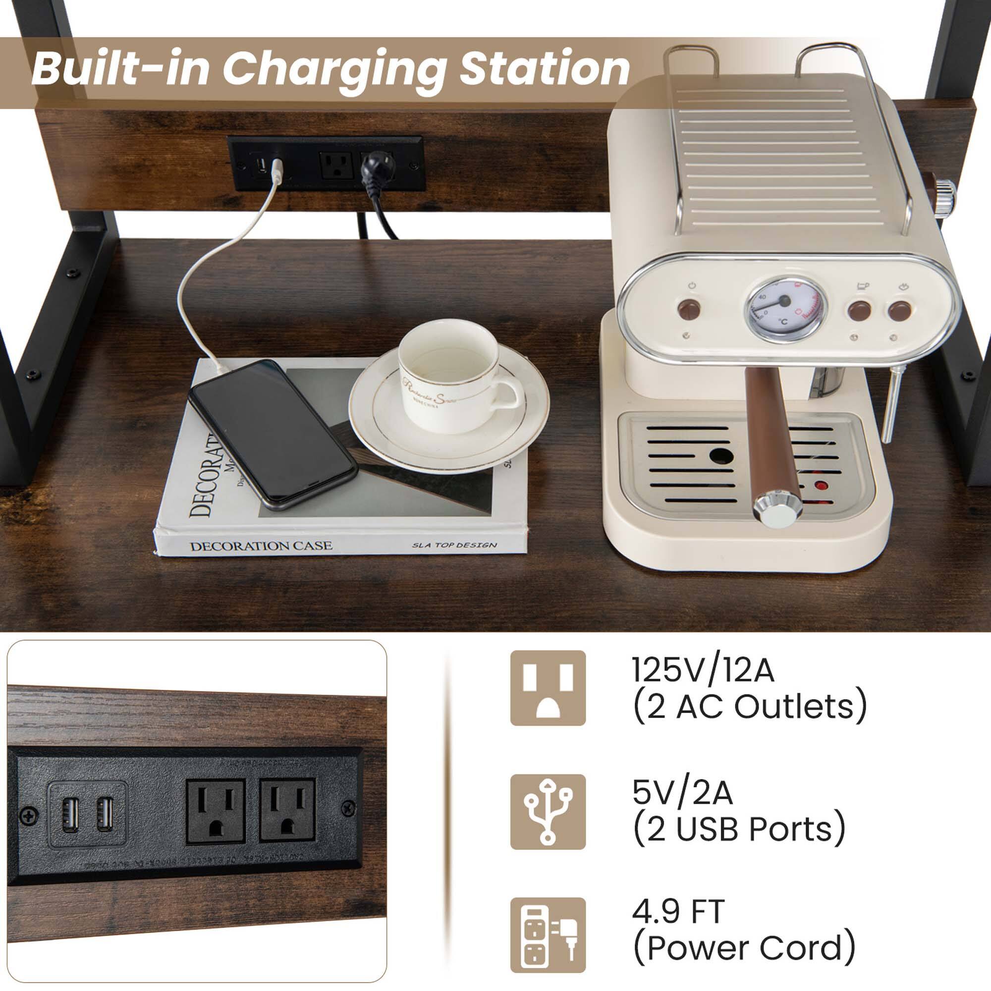 Built-in Charging Station M DECORATION CASE SL P. RESTEN 125V/12A (2 AC Outlets) 5V/2A (2 USB Ports) 4.9 FT (Power Cord)