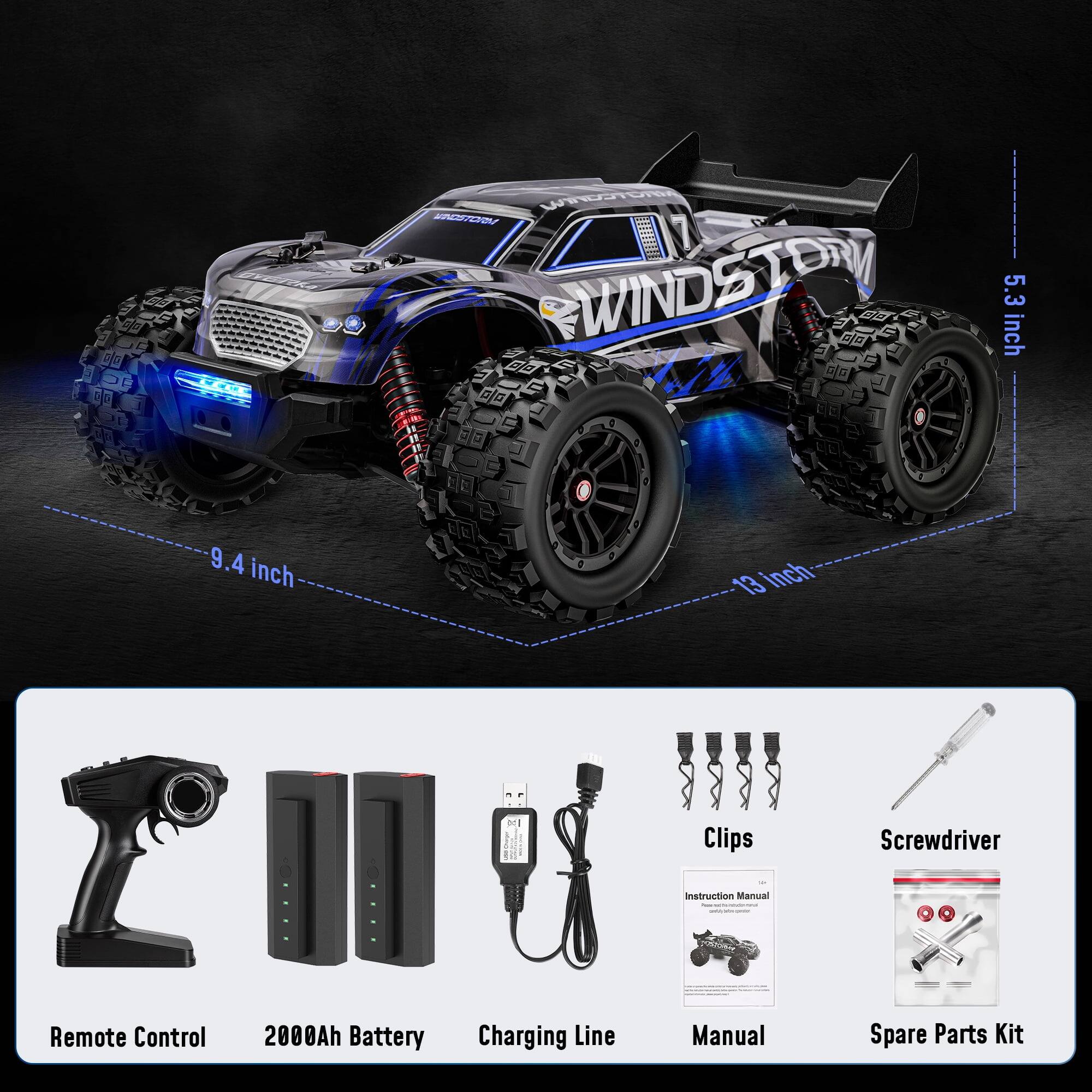 OVERKA  
WINDSTORM  
5.3 inch  
9.4 inch  
13 inch  
Clips  
Screwdriver  
Instruction Manual  
Remote Control  
2000Ah Battery  
Charging Line  
Manual  
Spare Parts Kit