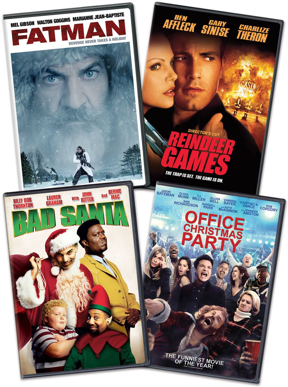 Front. Fatman / Reindeer Games / Bad Santa / Office Xmas Party (Holiday 4-Pack Bundle)   - DVD.