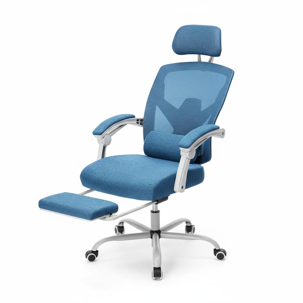 Front. AOITUN - Home Office Desk Chair Blue with Lumbar Support and High Back - Ergonomic Swivel Chair for Daily Use - Blue.