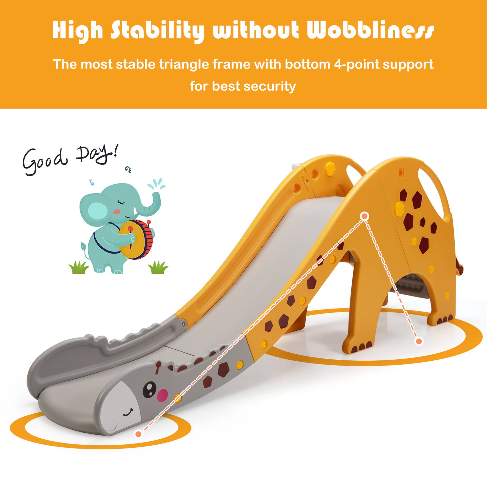 High Stability without Wobbliness
The most stable triangle frame with bottom 4-point support for best security
Good Day!