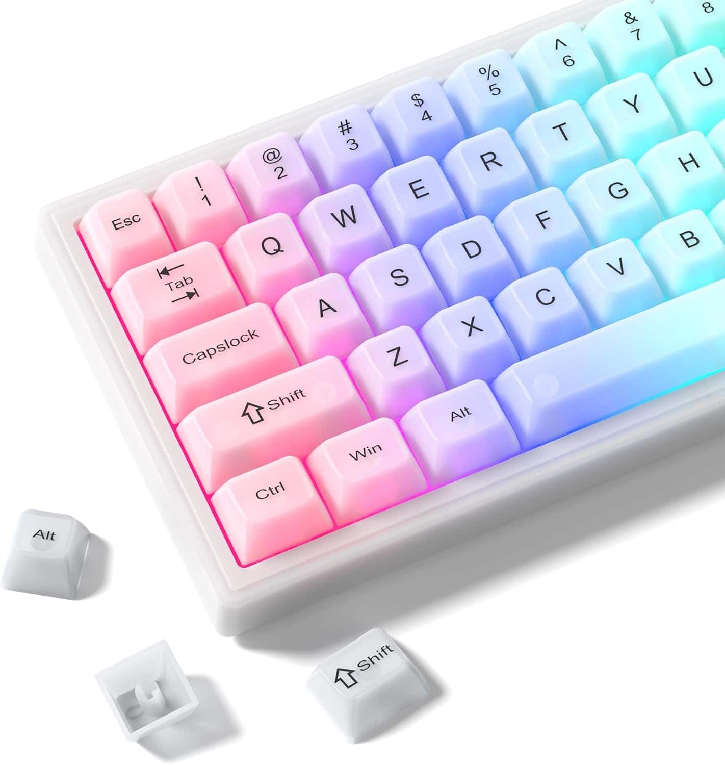 Womier - Cute Jelly Keycaps , Transparent Clear Custom Key Cap Set for All US Layout Cherry MX, Mechanical Keyboards - White