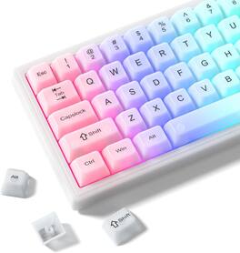 Womier - Cute Jelly Keycaps , Transparent Clear Custom Key Cap Set for All US Layout Cherry MX, Mechanical Keyboards - White