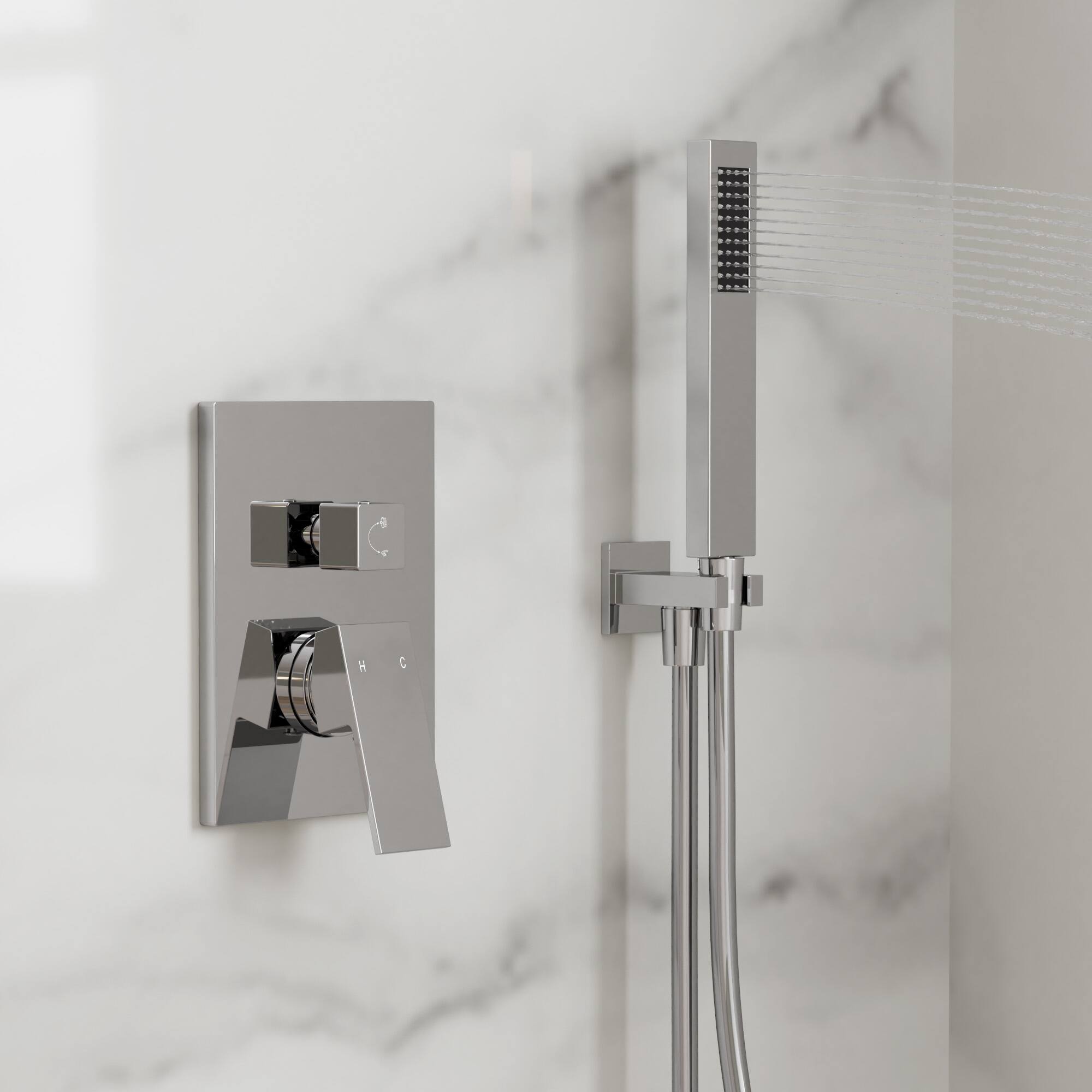 Alt View 7. GRANDJOY - 10" Rain Shower System with Handheld Shower Head and Single Handle Mixer Valve - Polished Chrome.