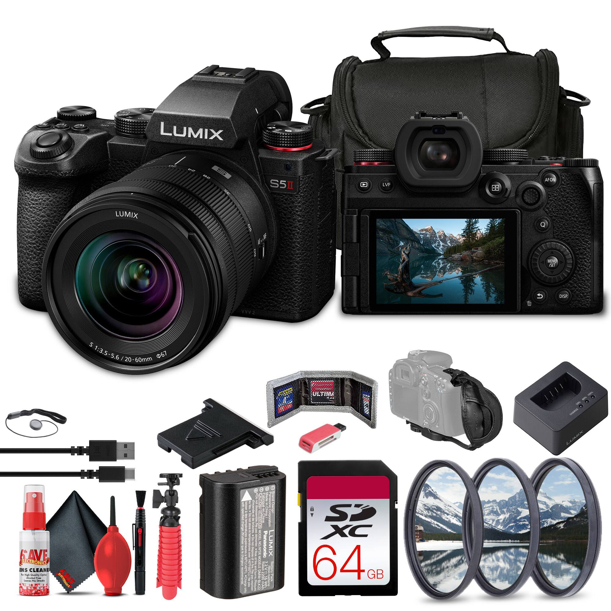 LUMIX S5 II 1 ve A LUMIX 2 on 5 1:35-55/20-60mm 1:3.5-5.6 20-60mm 67 - M - ULTIMA 2 AVE TLONIO IS CLEANE - - - - | ! | : | P I I LUMIX : : SP XC 64 GB