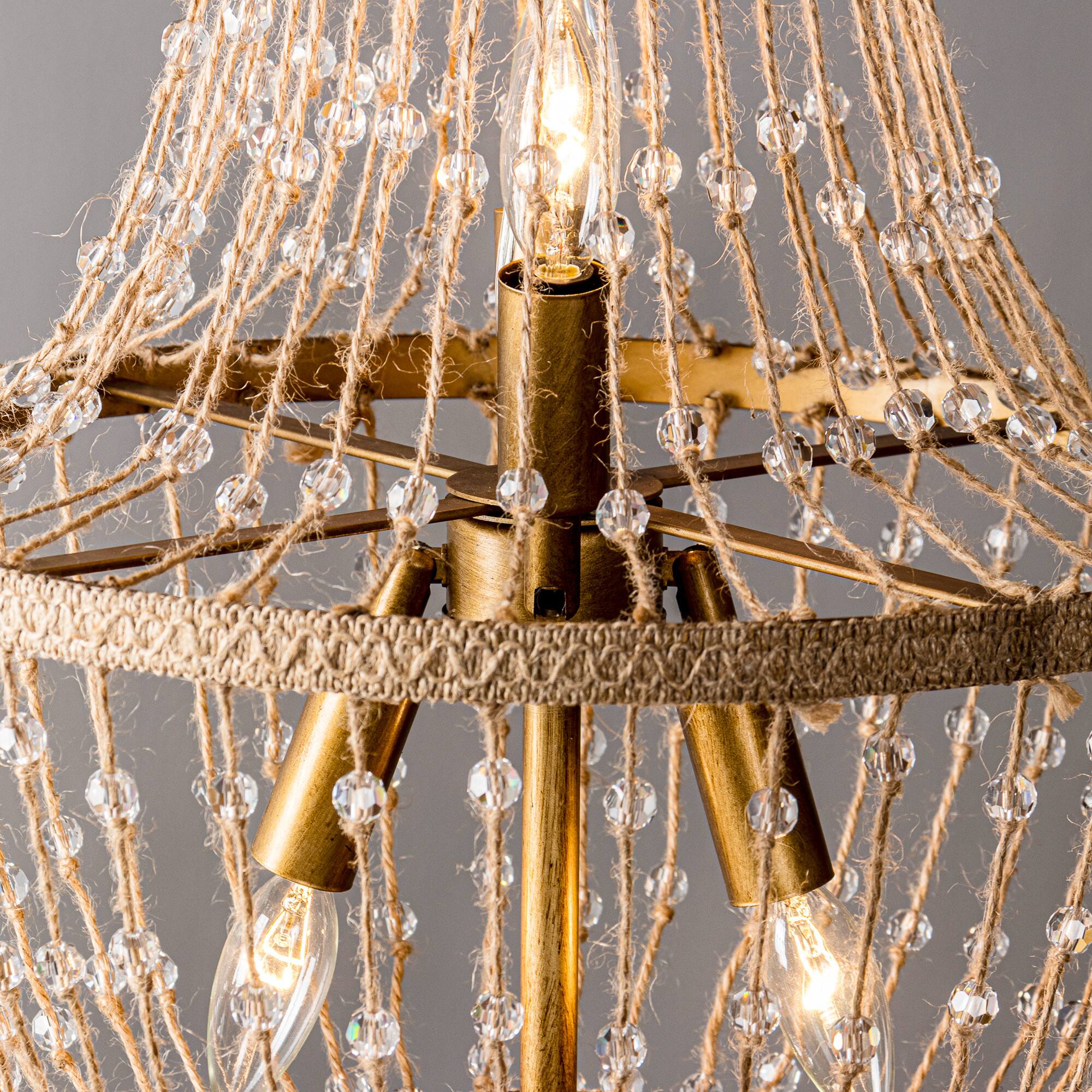 Alt View 1. Parrot Uncle - 16.5 in. 4-Light Antique Gold Crystal Rope Chandelier - Antique Gold.