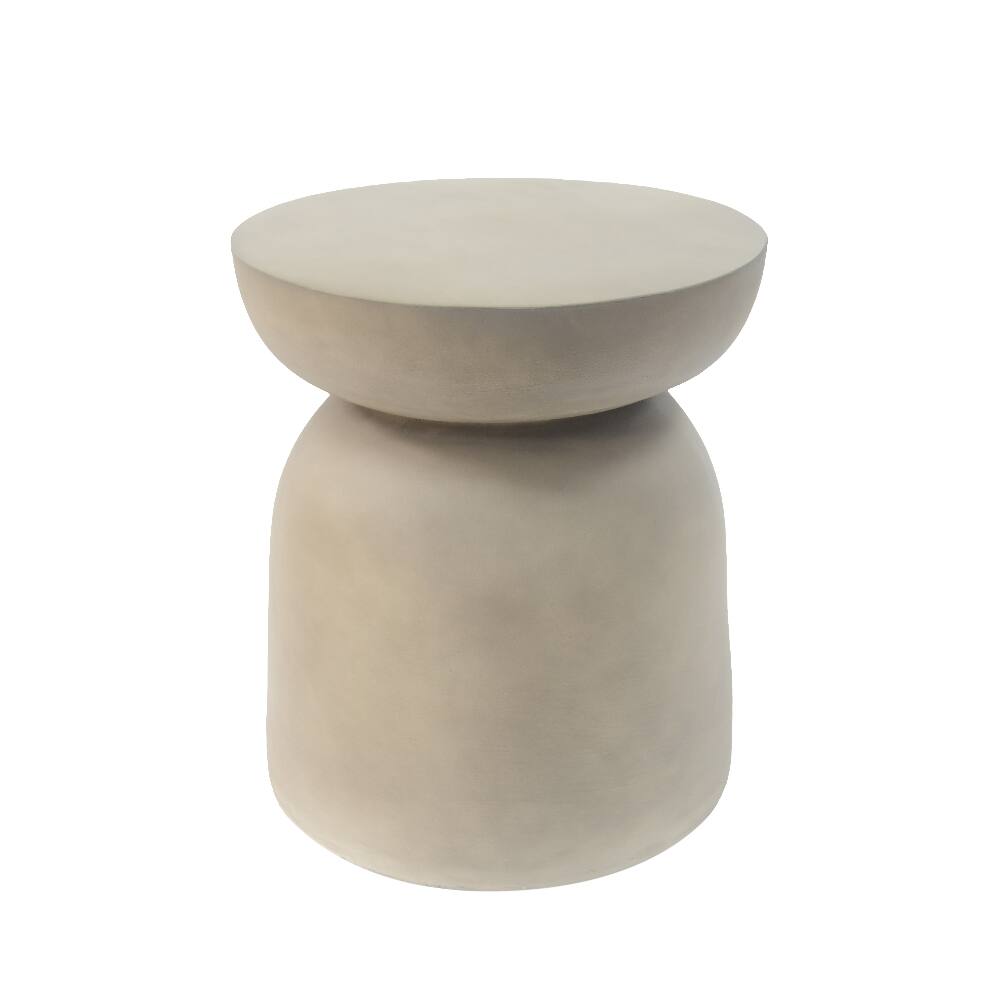 Left. Loheer - Loheer Outdoor Side Table Light Grey Round Drum Accent Table - Light Grey.