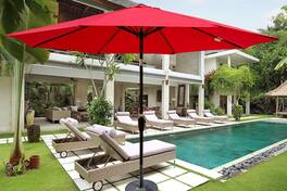 Loheer - 10ft Patio Umbrella Red Outdoor Umbrella with Crank Tilt 38mm Pole