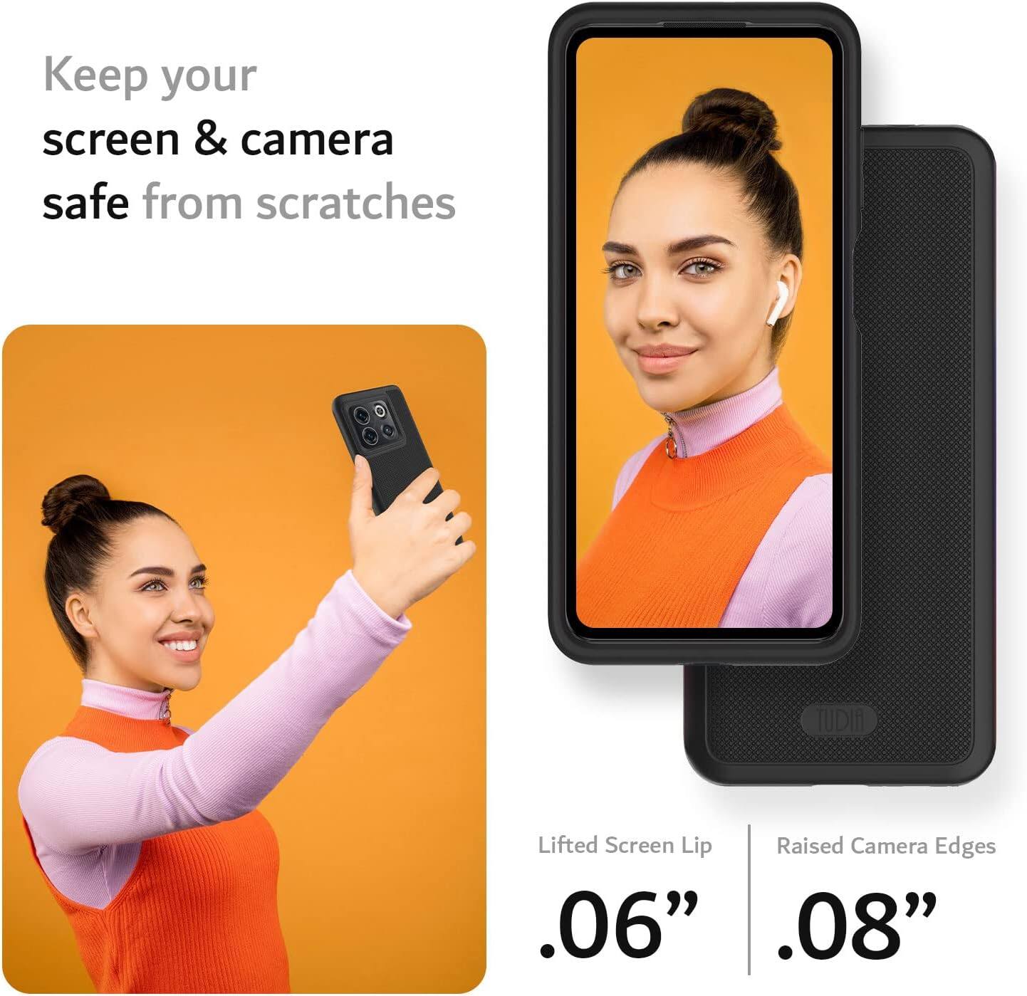 Keep your screen & camera safe from scratches

TUDIA Lifted Screen Lip Raised Camera Edges

.06" .08"