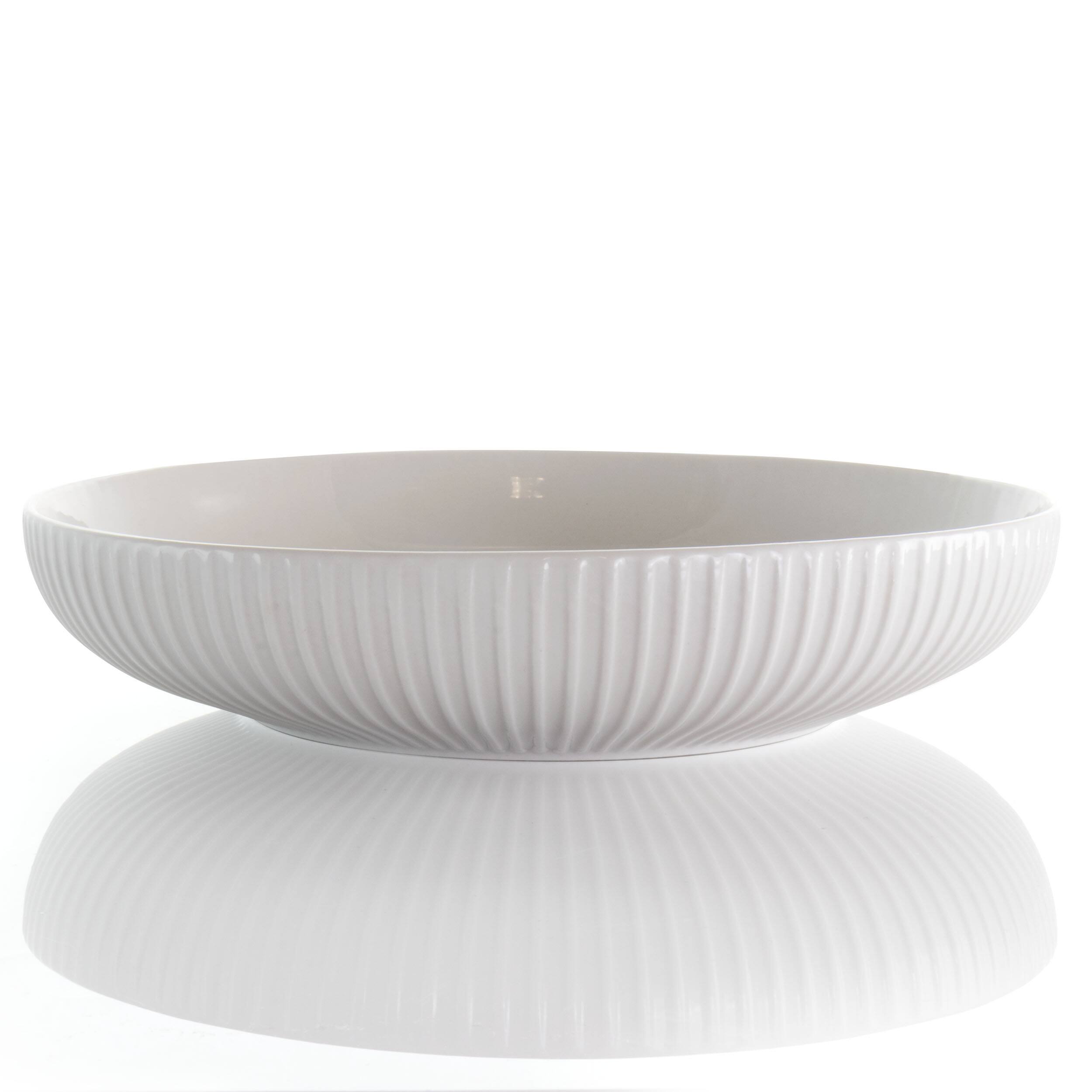 Alt View 2. Elama - Elama Elle 18 Piece Porcelain Dinnerware Set with 2 Large Serving Bowls in White - White.