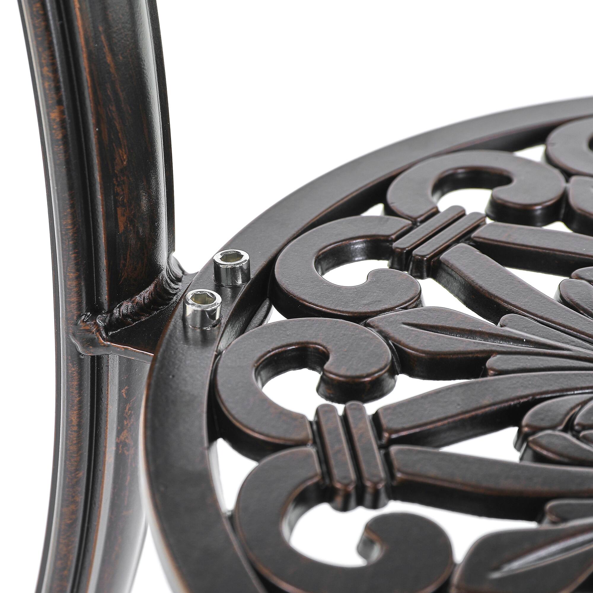 Alt View 6. Mondawe - Outdoor Cast Aluminum Round Patio Table with Umbrella Hole - Bronze.