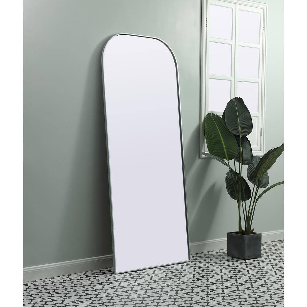 Alt View 3. Elegant Decor - Metal Frame Arch Full Length Mirror 32x76 Inch in Silver - Silver.