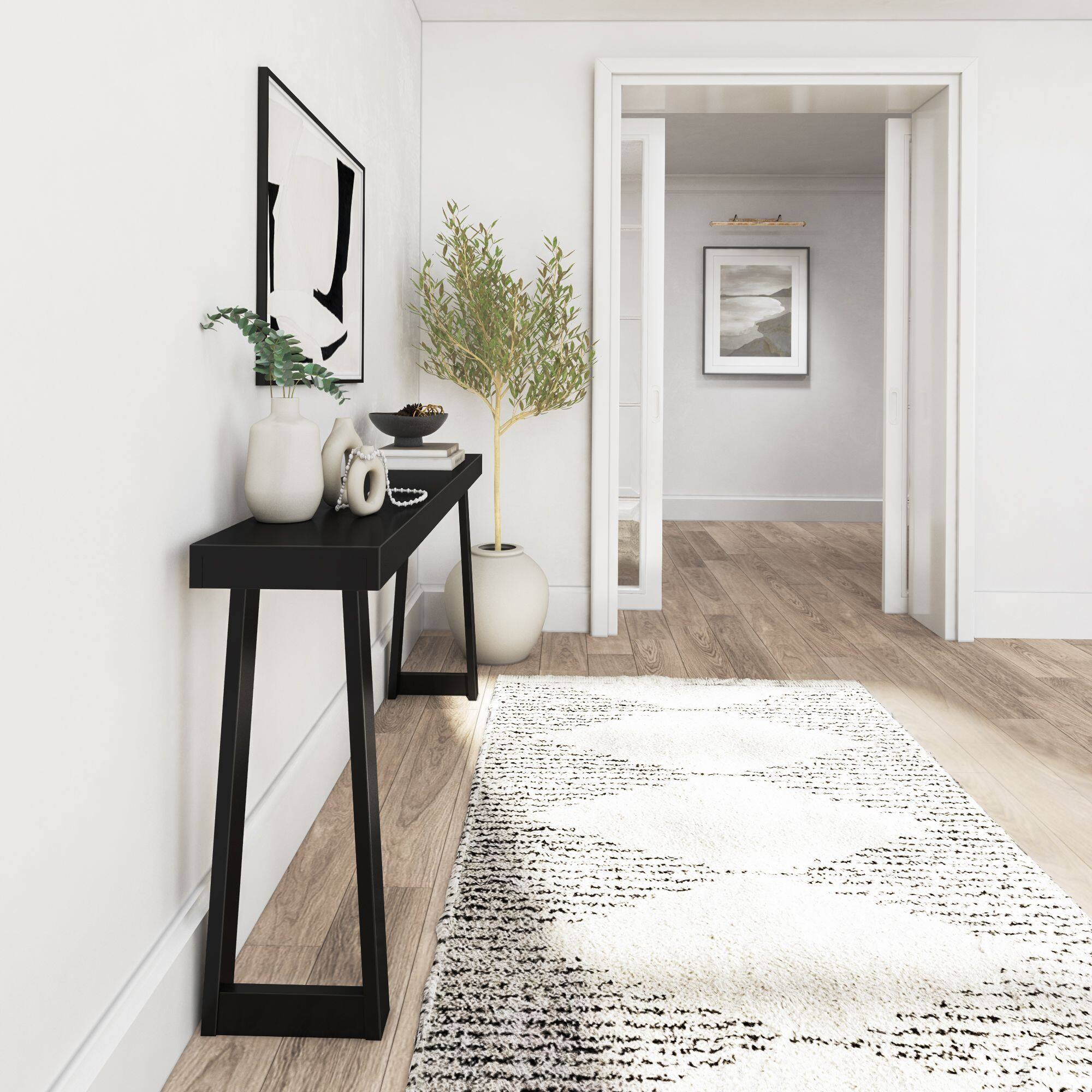 Alt View 4. Plank+Beam - Classic Console Table (66in / 1680mm), Black - Black.