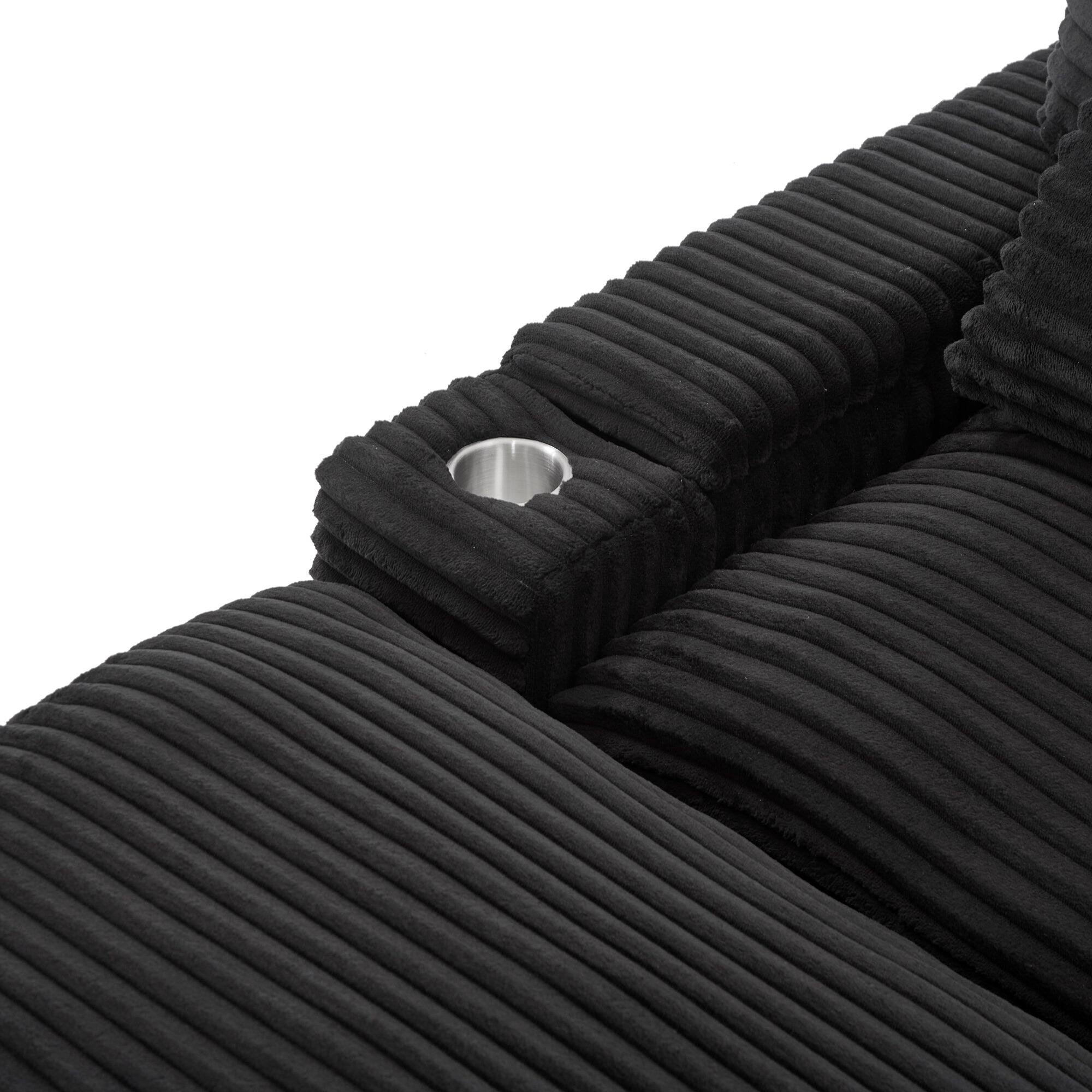 Alt View 4. Boyel Living - 70.9 inch Free-combined Sectional Sofa with Storage Space Two Movable Ottomans Four USB Ports and Cup Holders in Black - Black.