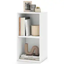 Costway - 1 PCS 2-Cube Modern Bookcase with Anti-Tipping Kits, Freestanding Cubby Storage Organizer - White 2-cube