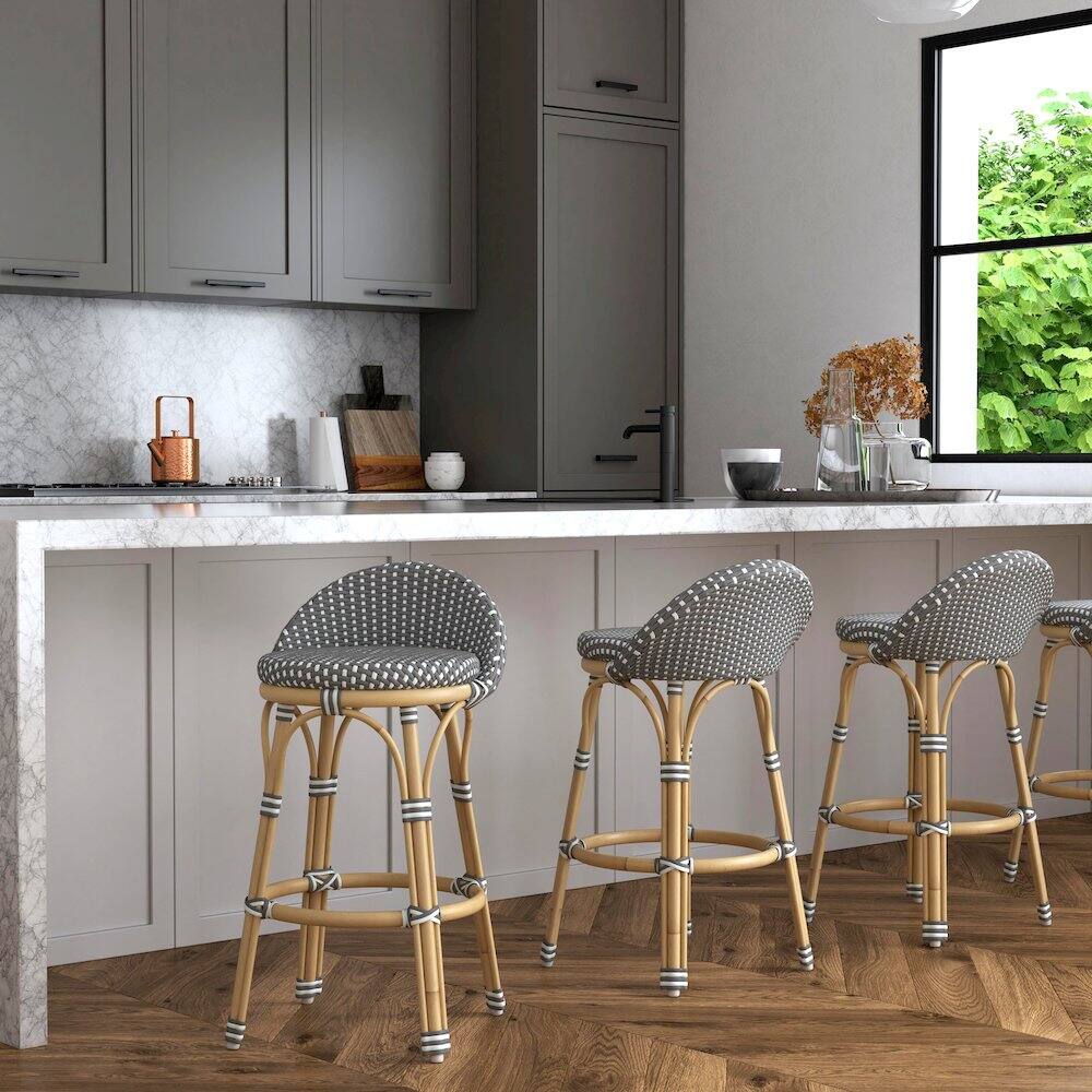 Alt View 4. Butler Specialty - Inez 24 in. Seat Height Rattan Low Back Counter Stool - Gray.