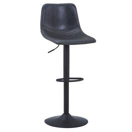 LeisureMod - Tilbury Modern Adjustable Bar Stool with Footrest, 360-Degree Swivel Hydraulic Counter Height Stool - Charcoal Black
