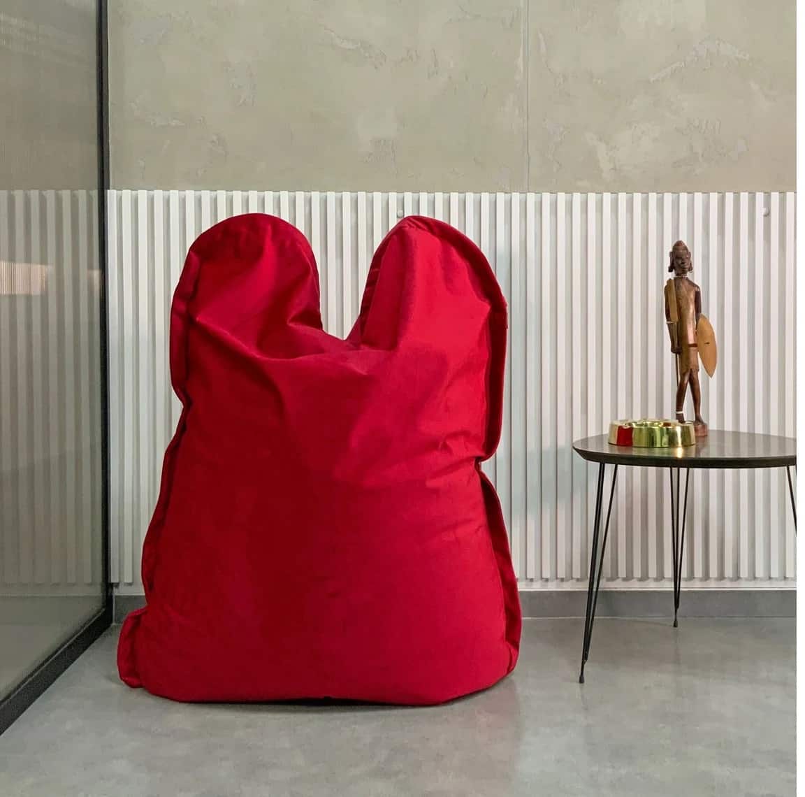 Lotus Lounge Chair - Mini Velvet Rectangular Bean Bag Cover - 43" x 55" - Red