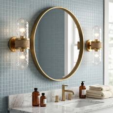 Front. Parrot Uncle - Modern Gold 2-Light Glass Rattan Jute Rope Bathroom Vanity Light Fixture - Gold.