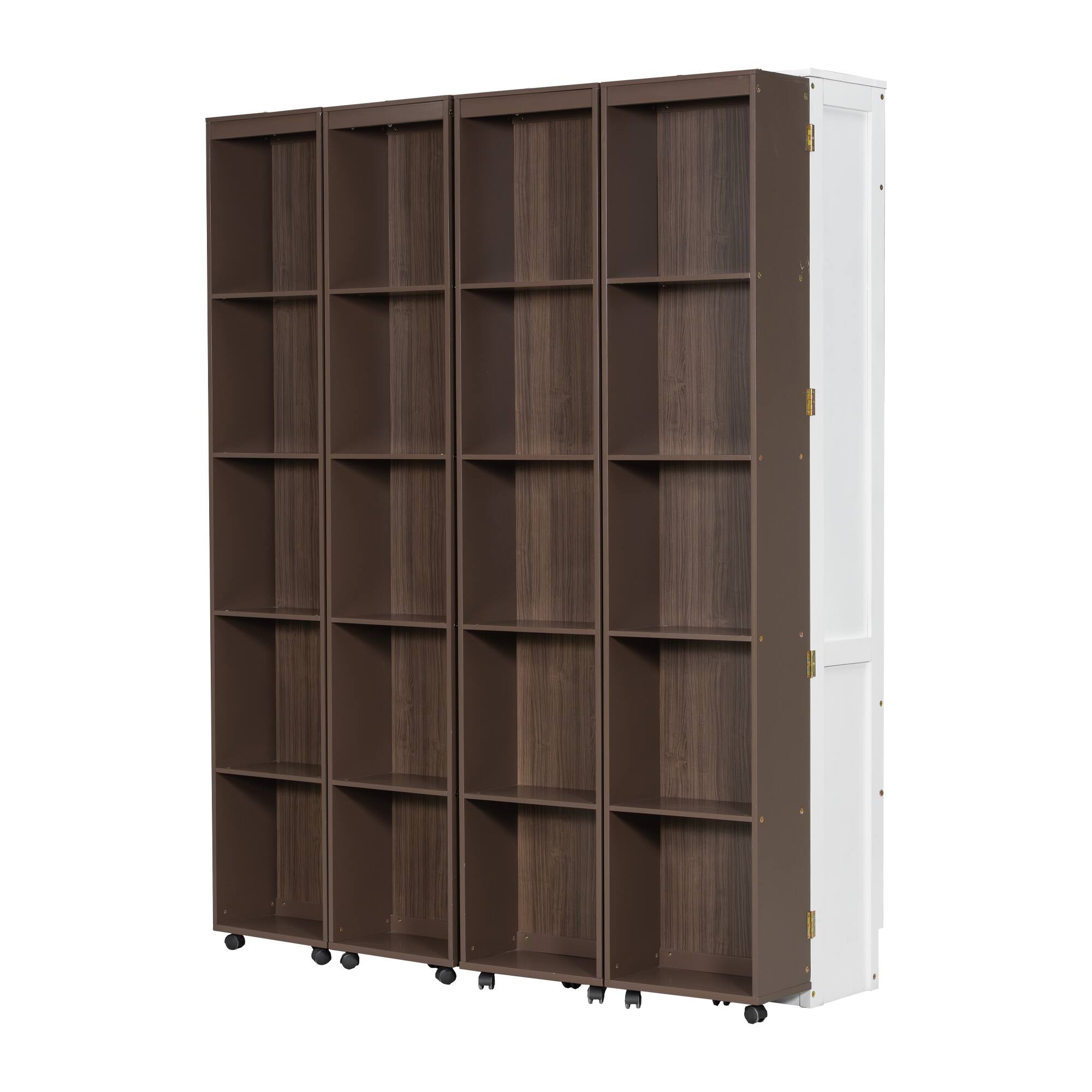 Alt View 2. Anysun - Queen Murphy Bed Wall Bed with Storage Doors - Brown.