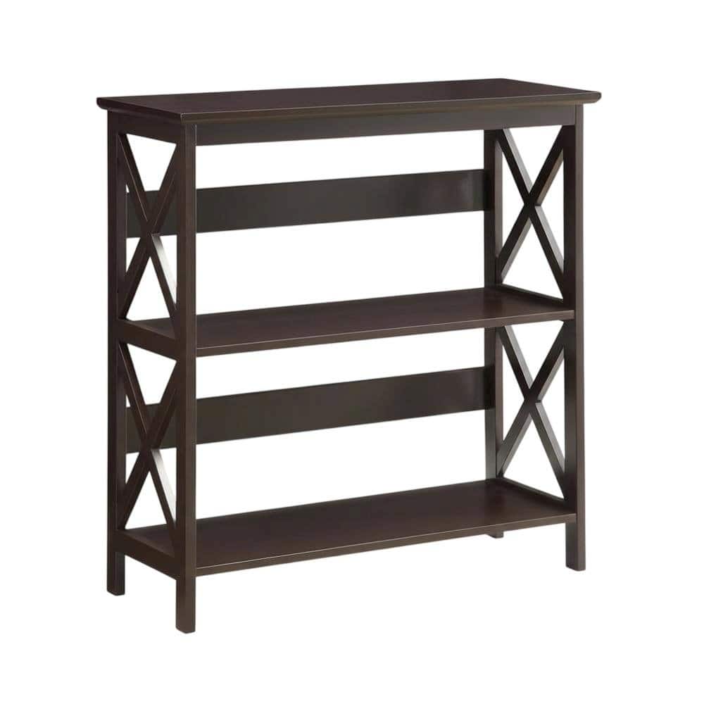 FurniFact - Wooden 3 Tier Bookcase with Sturdy Construction and Versatile Storage - Espresso