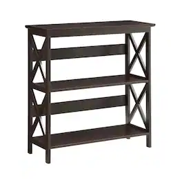 FurniFact - Wooden 3 Tier Bookcase with Sturdy Construction and Versatile Storage - Espresso