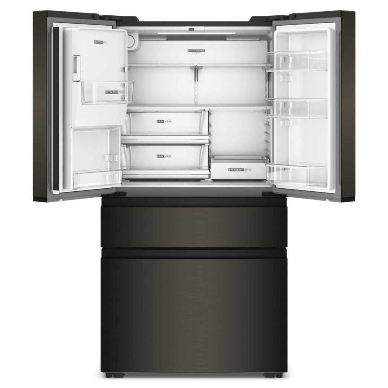 Alt View 9. Whirlpool - 36 in. Wide 22 cu. ft. 4-Door French Door Counter-Depth Refrigerator - Black Stainless Finish.